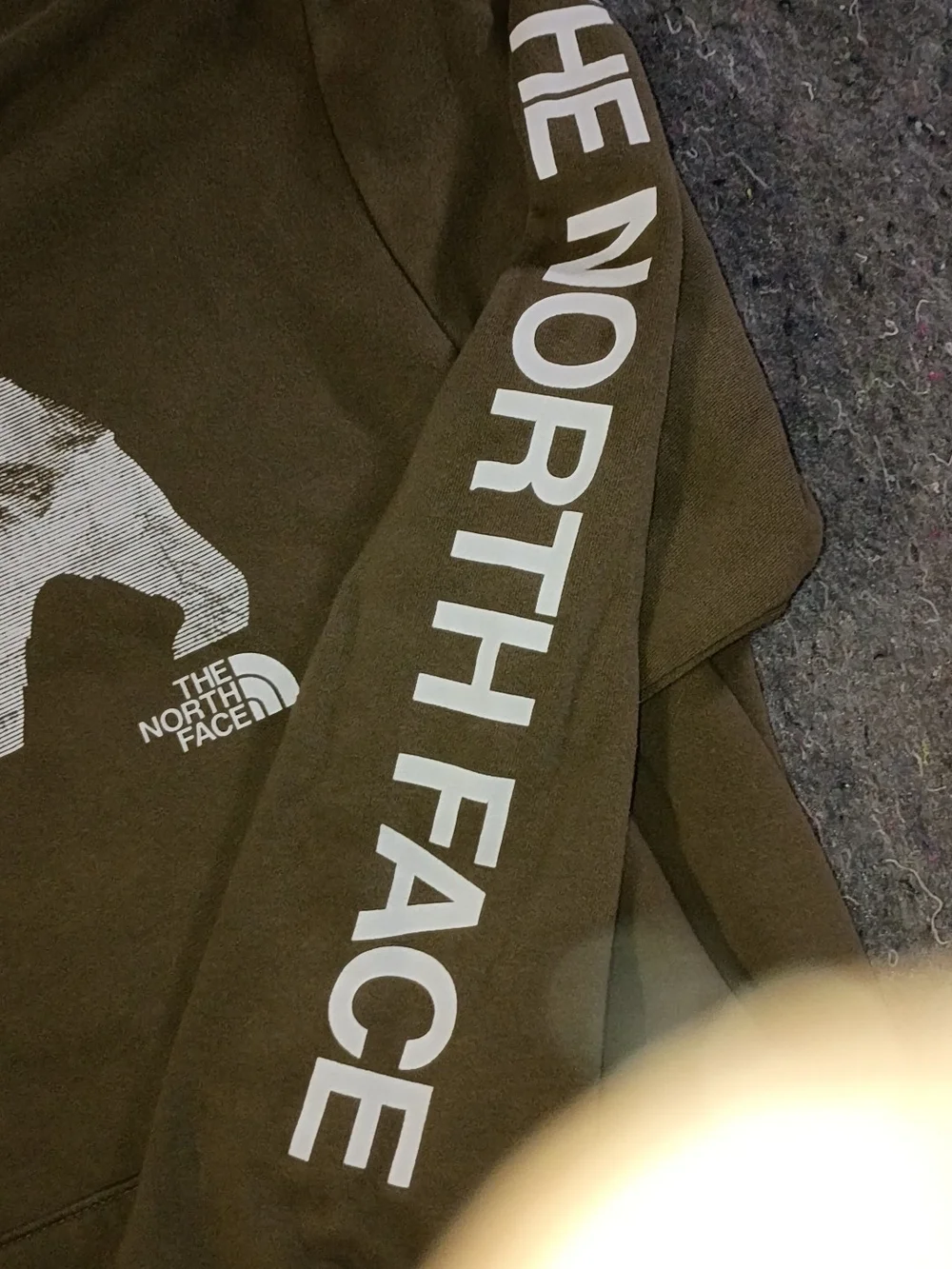 The North Face Men’s Olive Crewneck Sweater with White Logo